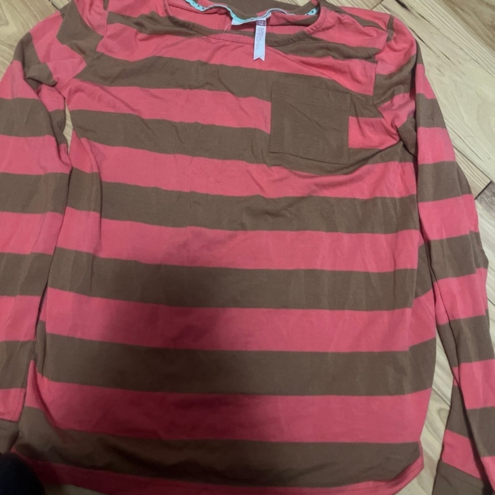 Matilda Jane Pink and Brown Striped Shirt